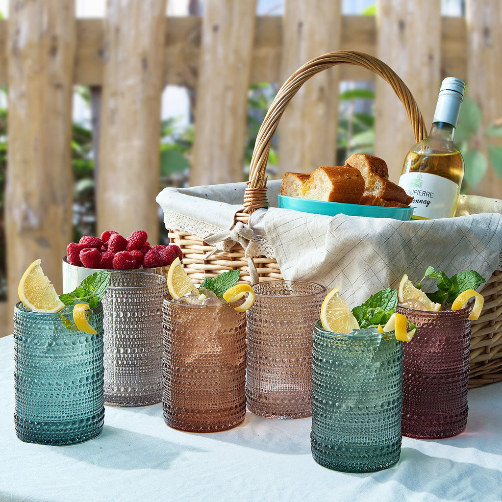 Beaded Highball Drinking Glasses | Set of 6