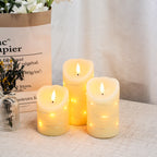 Set of 3 Flickering Flameless Real Wax Candles-0