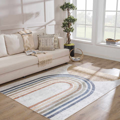 Low-Pile Giza Washable Rainbow Area Rug