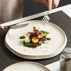 Japanese Creative Ceramic Dinner Plate – Large Flat Western-Style Steak Plate, High-End Light Luxury Tableware-1