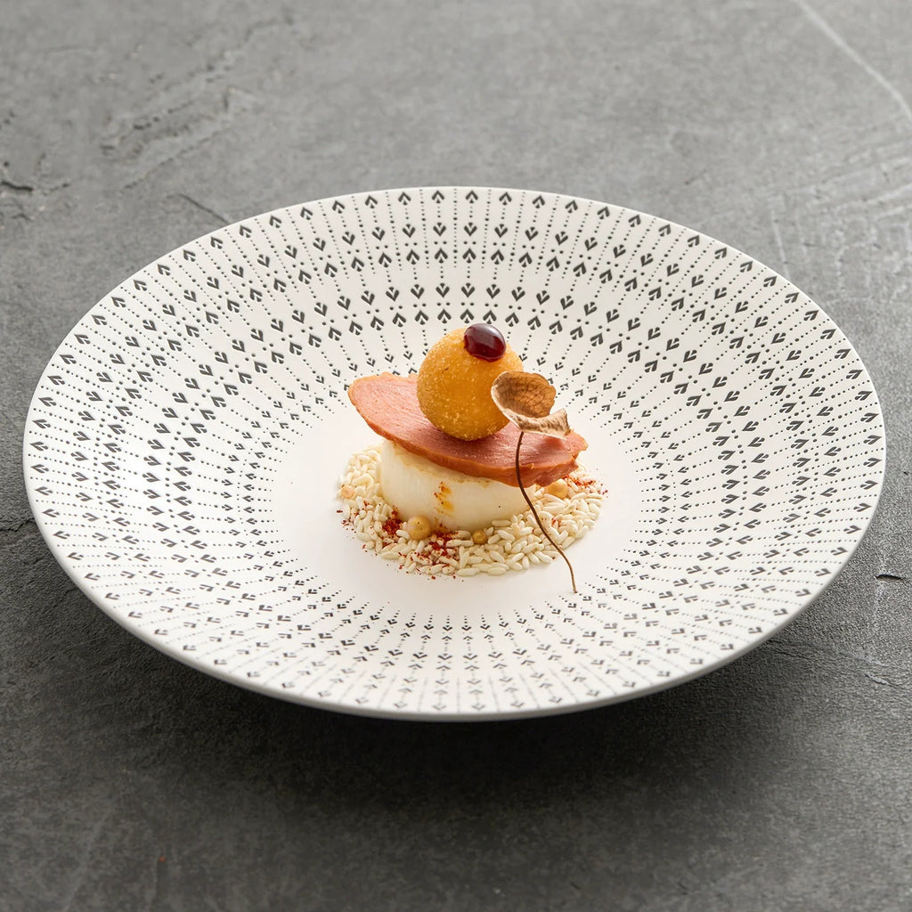 White Glazed Ceramic Dinner Plate – Heart Pattern Design, Available in 10.5" and 12" Sizes for Elegant Dining-2