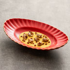 Red Vermilion Glazed Porcelain Serving Plate – Cold Dish Oval Plate Series-2