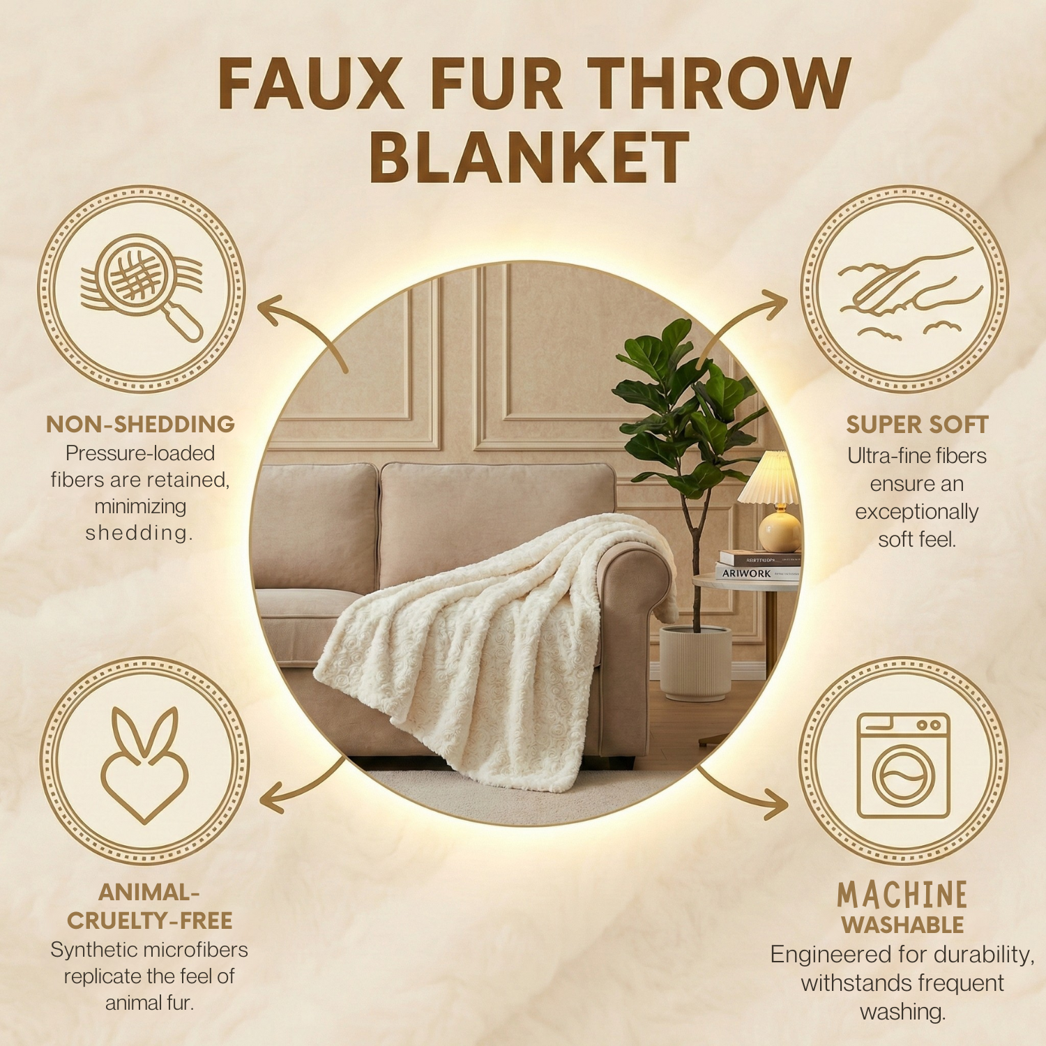DaDa Bedding Luxury White Roses Fluffy Soft Sherpa Backside Faux Fur Throw Blanket (K11)-3