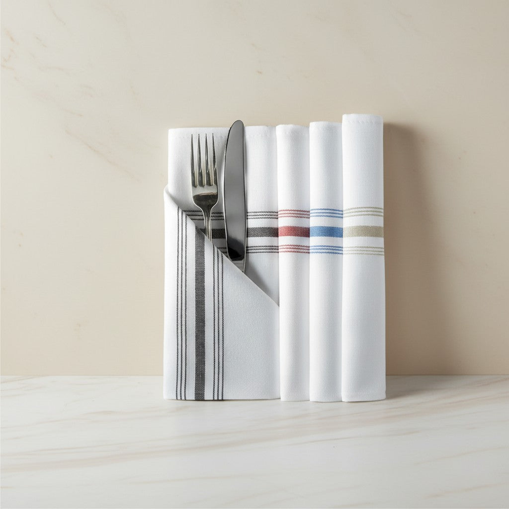 (12 Pack) 100% Spun MJS Polyester 2 PLY Table Cloth Napkins