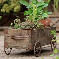 Wooden Wagon Planter Garden Flower Box (Shipping fees may apply)