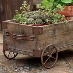 Wooden Wagon Planter Garden Flower Box (Shipping fees may apply)