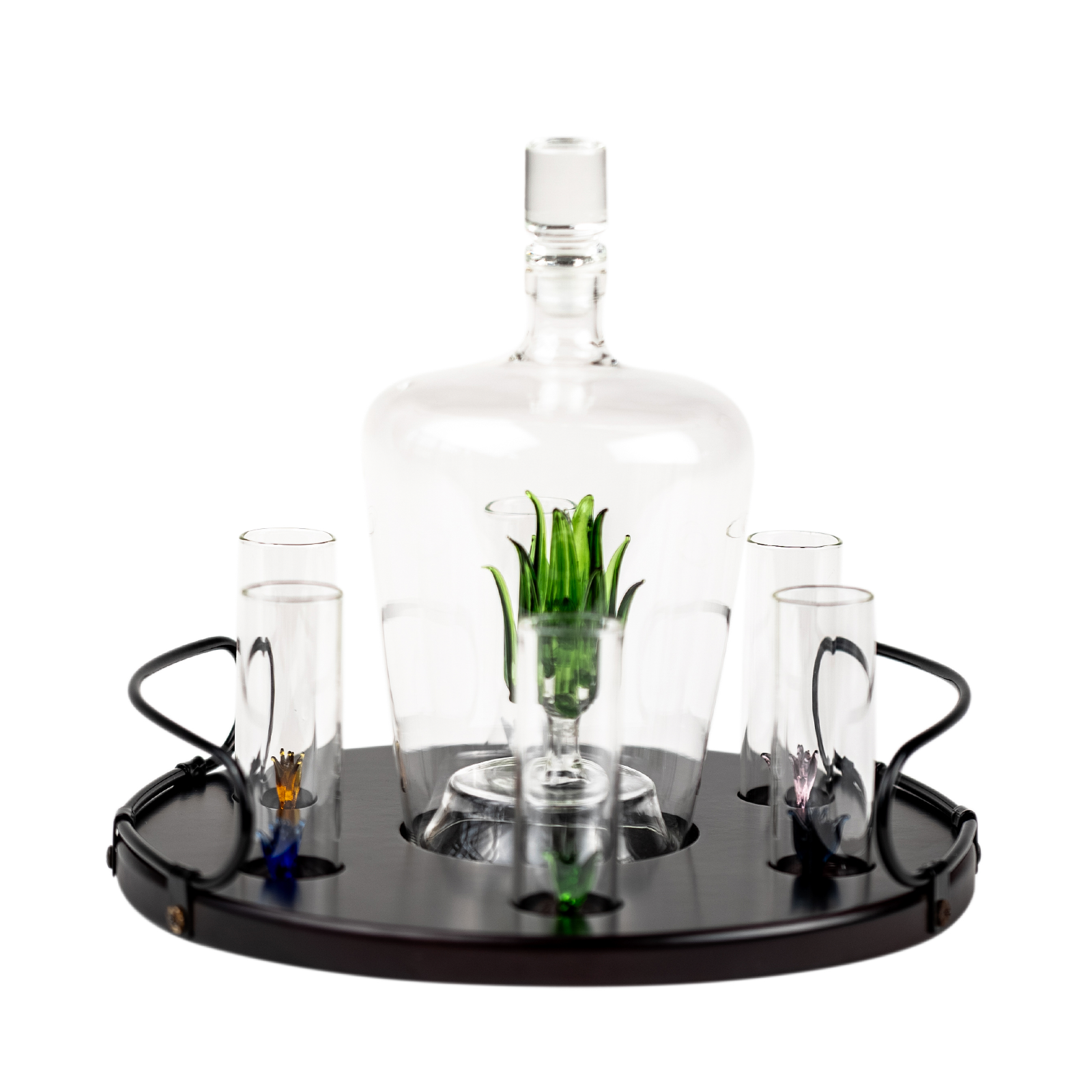 Tequila Decanter Tequila Glasses Set with Agave Decanter and 6 Agave Shot Glass-4