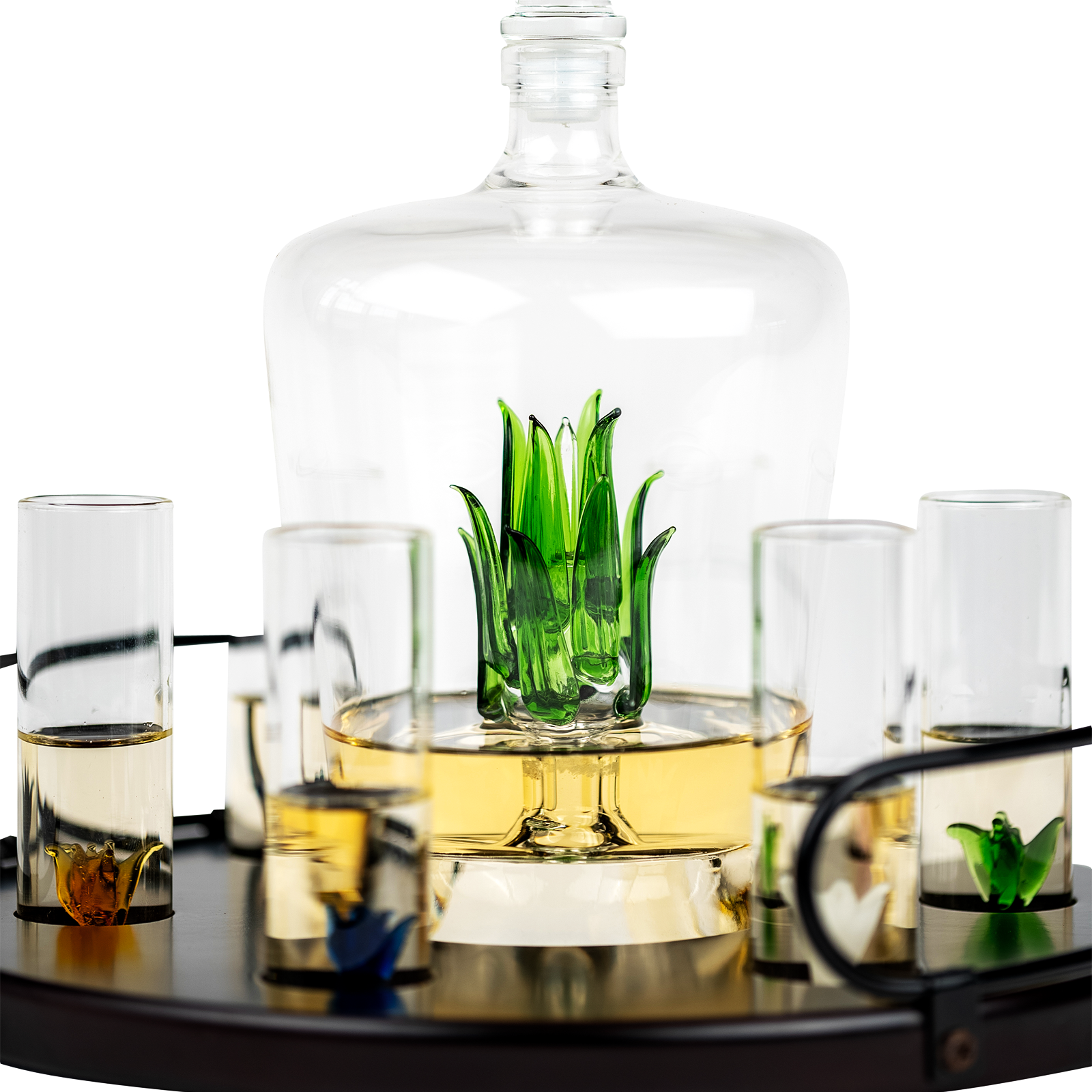 Tequila Decanter Tequila Glasses Set with Agave Decanter and 6 Agave Shot Glass-3