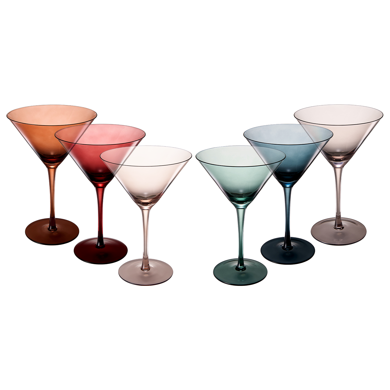 Colored Crystal Martini & Cocktail Glass Set of 6 (Pastel)-4