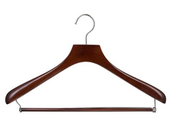 Carton of Wooden Suit Coat Hanger With Lock Bar Mahogany (Carton Includes 30 sets of 1 Pcs)