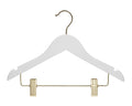 Carton of Kids Wooden White Hanger With Gold Hook and Clips (Carton includes 32 Sets of 4 Pcs)