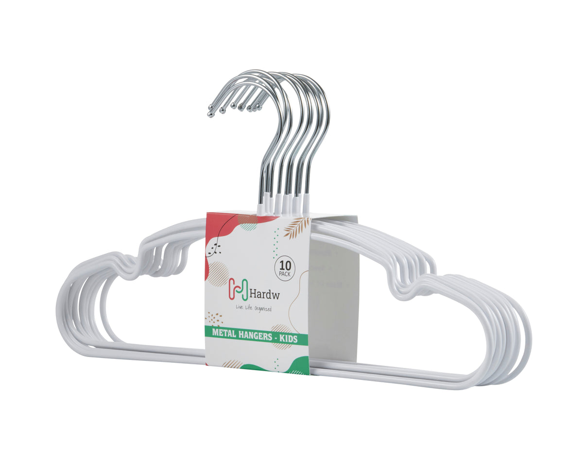 Carton of Kids White Metal Hangers with PVC Coded Anti-Slip (Carton is 40 Sets of 10 Pcs)-0