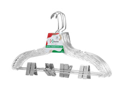 Crystal Plastic Hanger With Clip (Carton Includes 24 Sets of 4 Pcs)