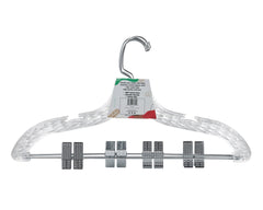 Crystal Plastic Hanger With Clip (Carton Includes 24 Sets of 4 Pcs)