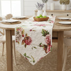 DaDa Bedding Romantic Roses Pink White Lovely Floral Quilted Dining Table Runner (879)