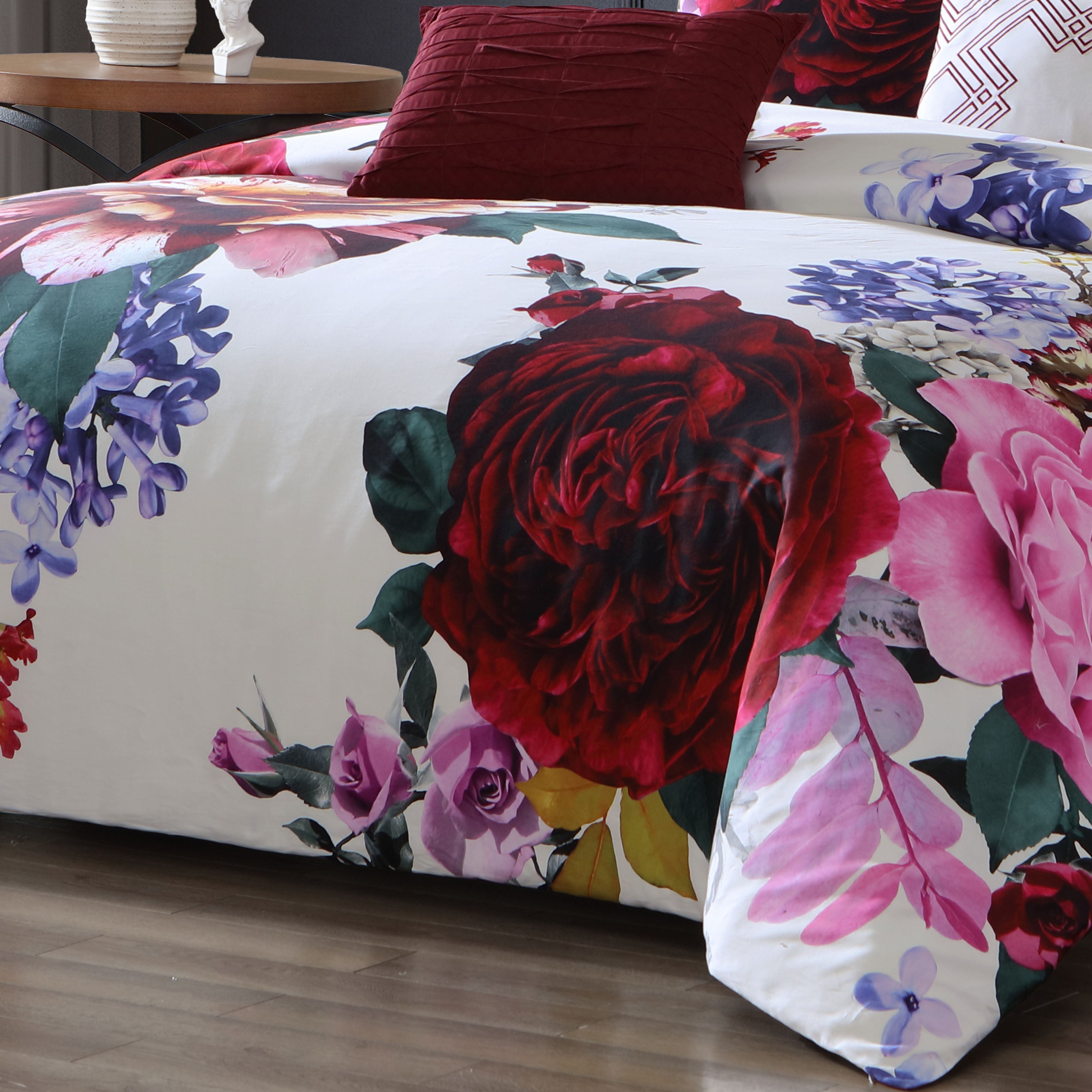 Bebejan Magenta Floral 5 Piece Reversible Comforter Set