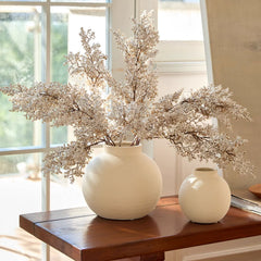 Minimalist Ribbed Ceramic Vase — Matte White Textured Collection-1