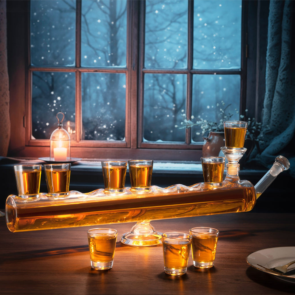 Menorah Decanter Set - Decanter & 8 Piece Shot Glass Set - 34 OZ-1