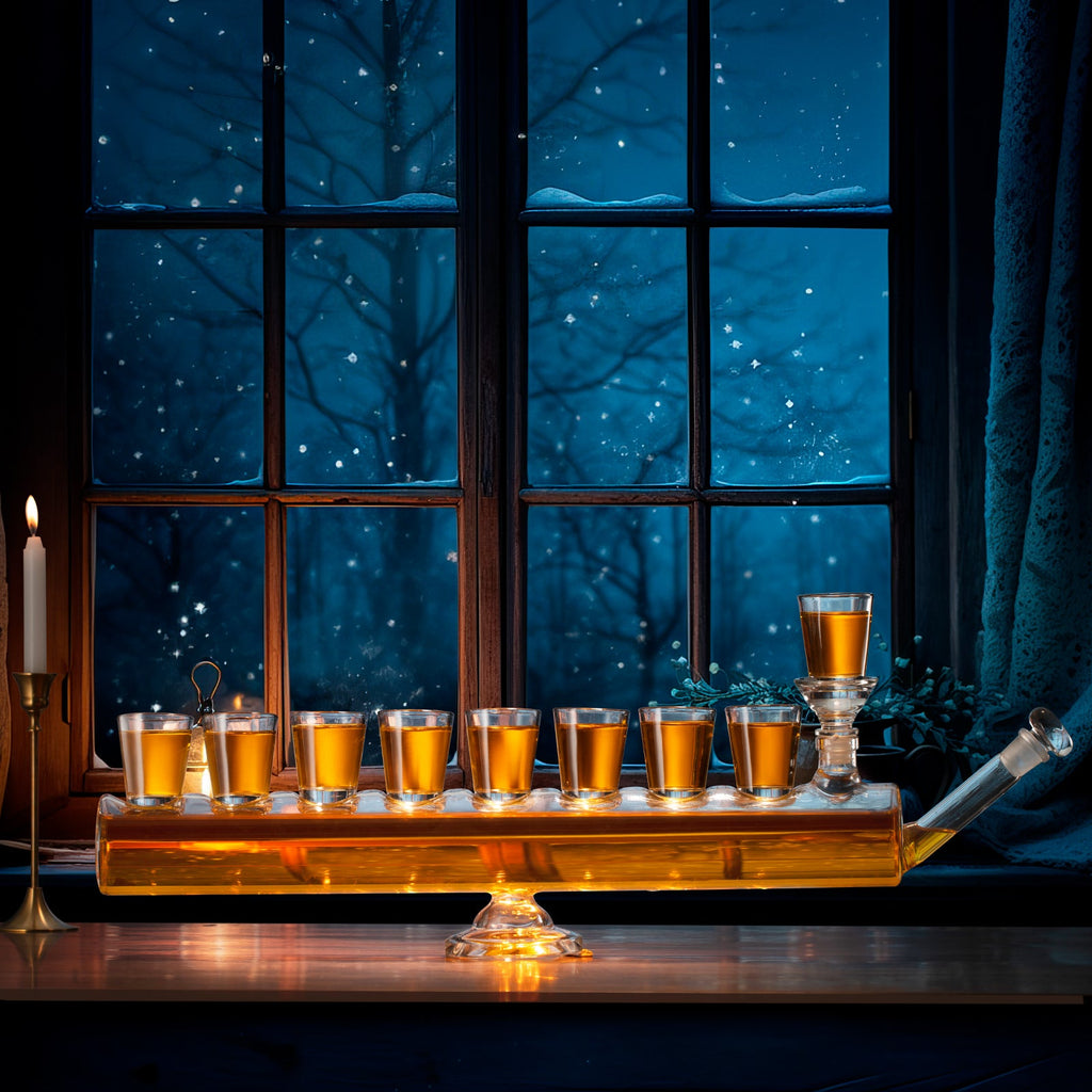 Menorah Decanter Set - Decanter & 8 Piece Shot Glass Set - 34 OZ-2