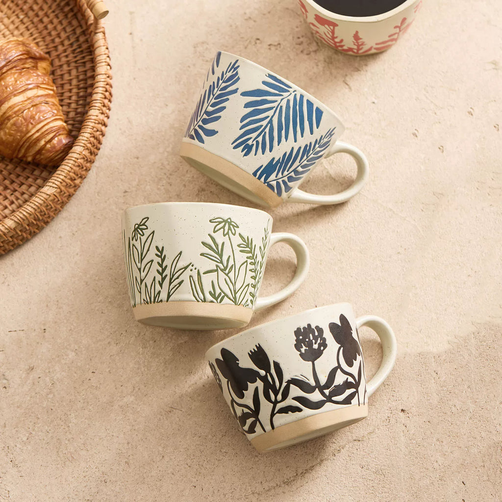 Botanical Stoneware Mug — Natural Textures Hand-Painted Serenity-3