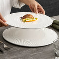 Embossed Spiral Shadow White Ceramic Plate – Luxury Porcelain Textured Dinnerware-3