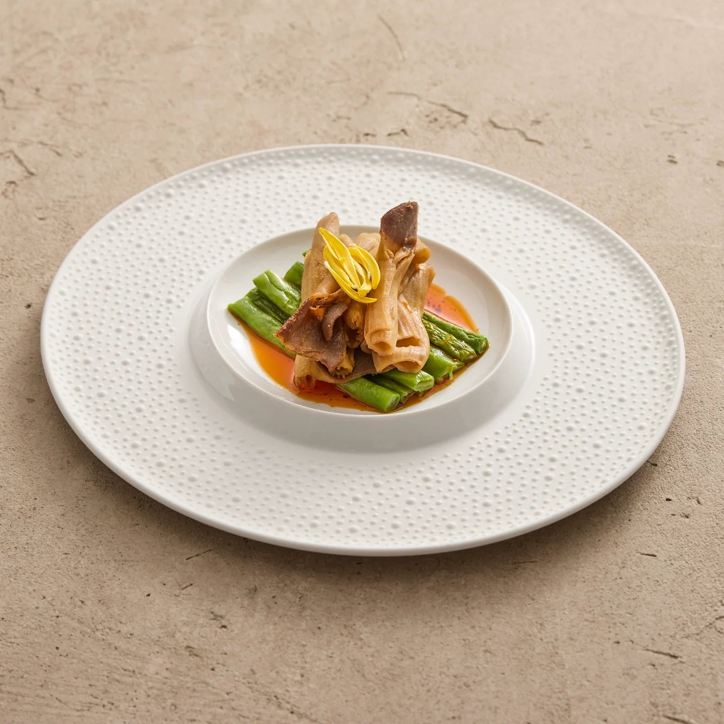 Textured Rim Porcelain Dinner Plate | Inner Coupe Fine Dining Plate-2