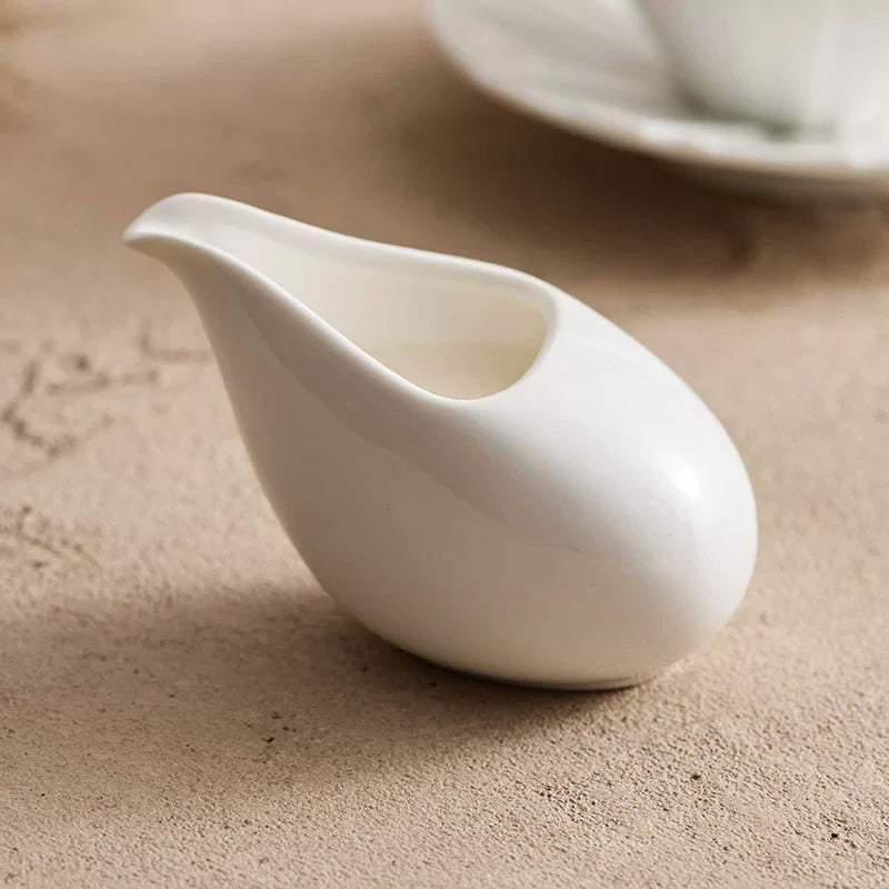 Minimalist Ceramic Pebble Sauce Boat & Creamer - Cobblestone Series-0