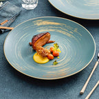 Matte Glazed Ceramic Dinner Plate with Gold Detailing – Available in Two Sizes-1