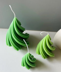 Swirling Christmas Tree Candles | Sculptural Holiday Décor
