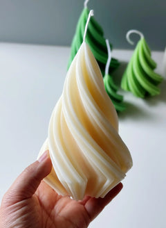 Swirling Christmas Tree Candles | Sculptural Holiday Décor