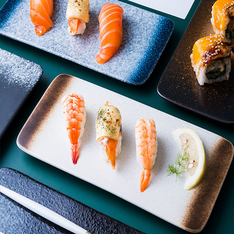 Modern Rectangular Sushi Plate｜High-Fired Ceramic Sushi Serving Plate-1