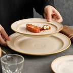 Artisanal Cloud-Pattern Kiln-Glazed Round Plate – Horizon Series-1
