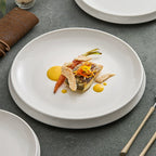 Minimalist Fine Porcelain Deep Plate – Modern White Round Dinner Plate for Gourmet Plating-0