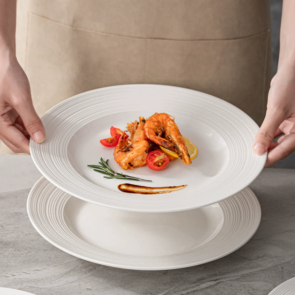 Ribbed Rim Shallow Plate — Refined Fine Dining Presentation-2