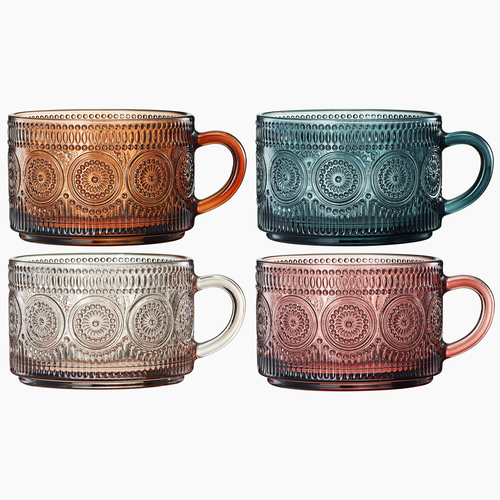 Colored Vintage Coffee Mug Set | Set of 4 | 15oz (Muted)-4