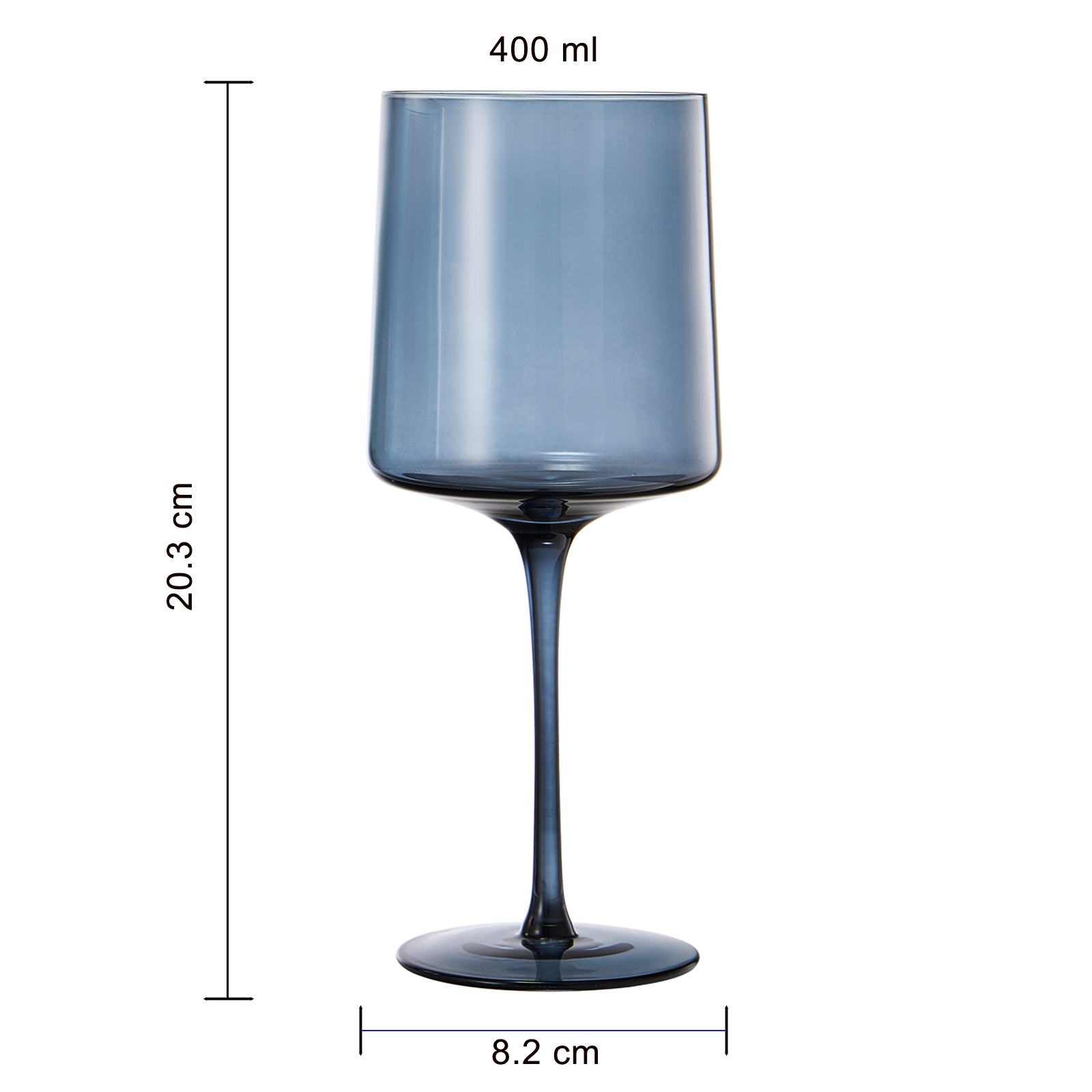Muted Colored Square Crystal Wine Glasses Set of 4 - Large 13.5 oz-4