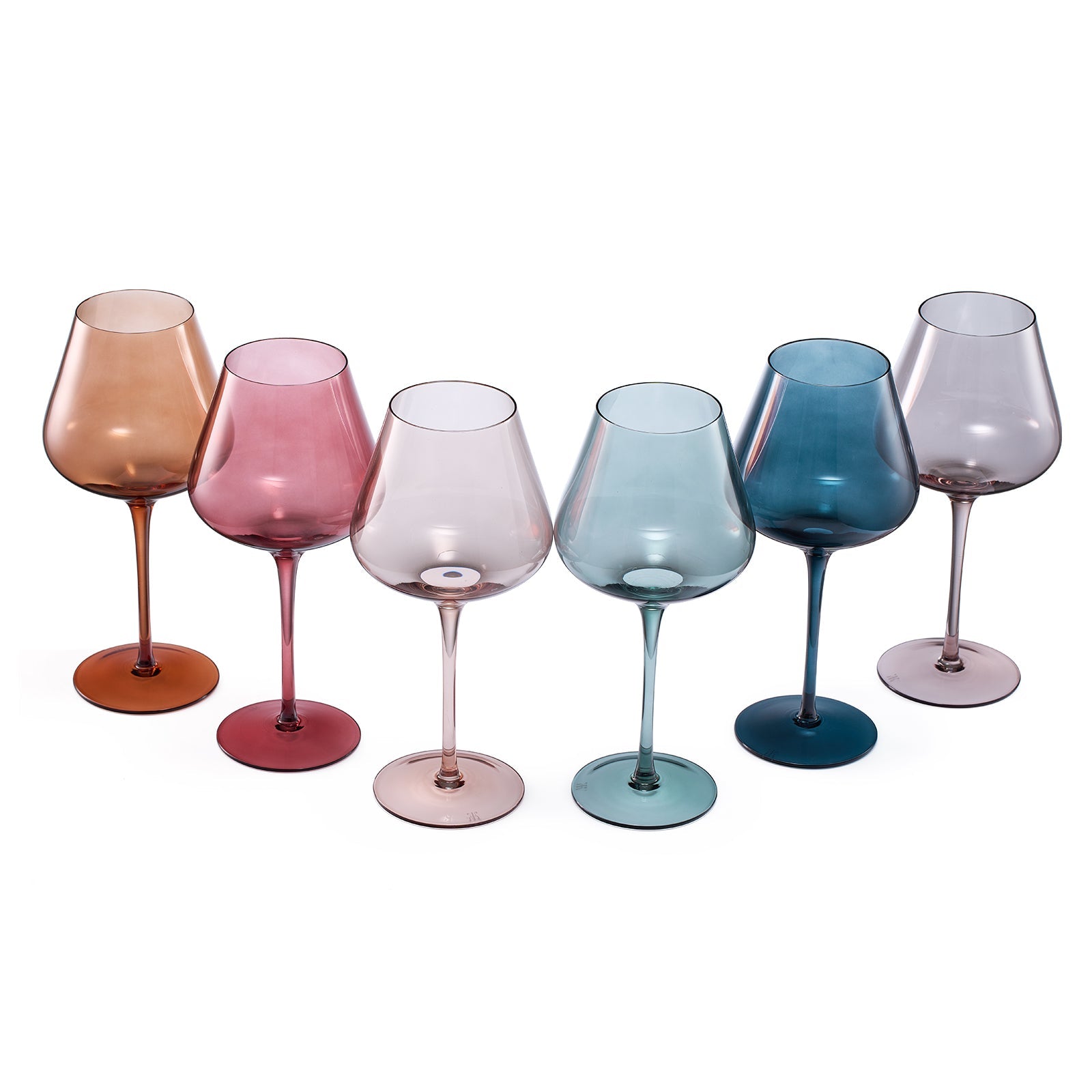 Colored Crystal Wine Glass Set of 6 - Large 20 oz (Pastel)-4
