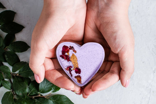 Bath Bombs - Lavender  - a Set of 5 Heart Shaped Gift box - Mother's Day best gift-0