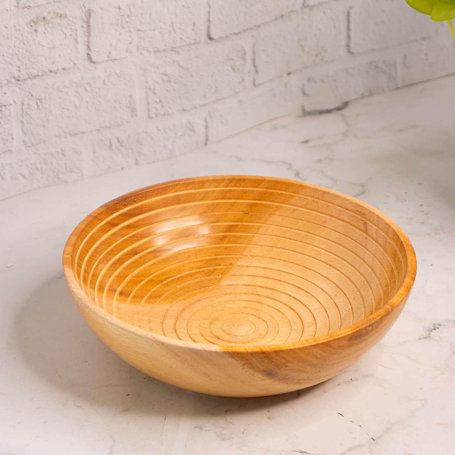 Neem Wood Design Fruit Bowl-0