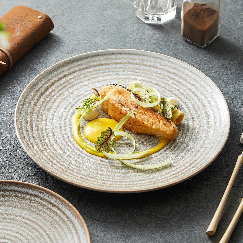 Nordic Ripple Ceramic Dinner Plate – Textured Minimalist Stoneware for Modern Dining-0