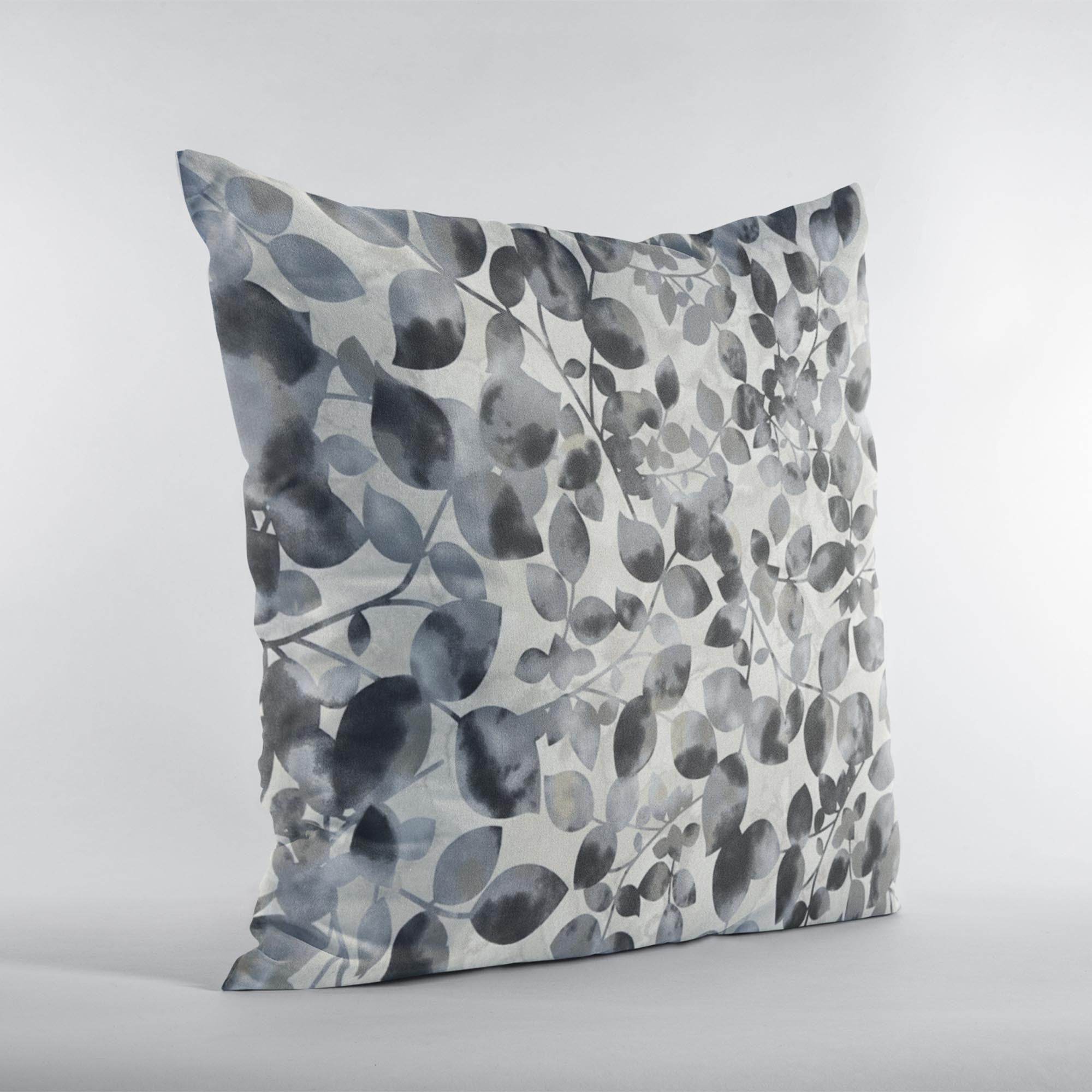 Plutus Black White Midnight Bloom Floral Luxury Throw Pillow-2