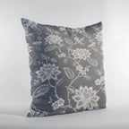 Plutus Gray Beige Whispering Petals Floral Luxury Throw Pillow-1