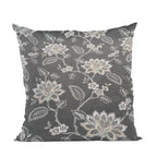Plutus Gray Beige Whispering Petals Floral Luxury Throw Pillow-0