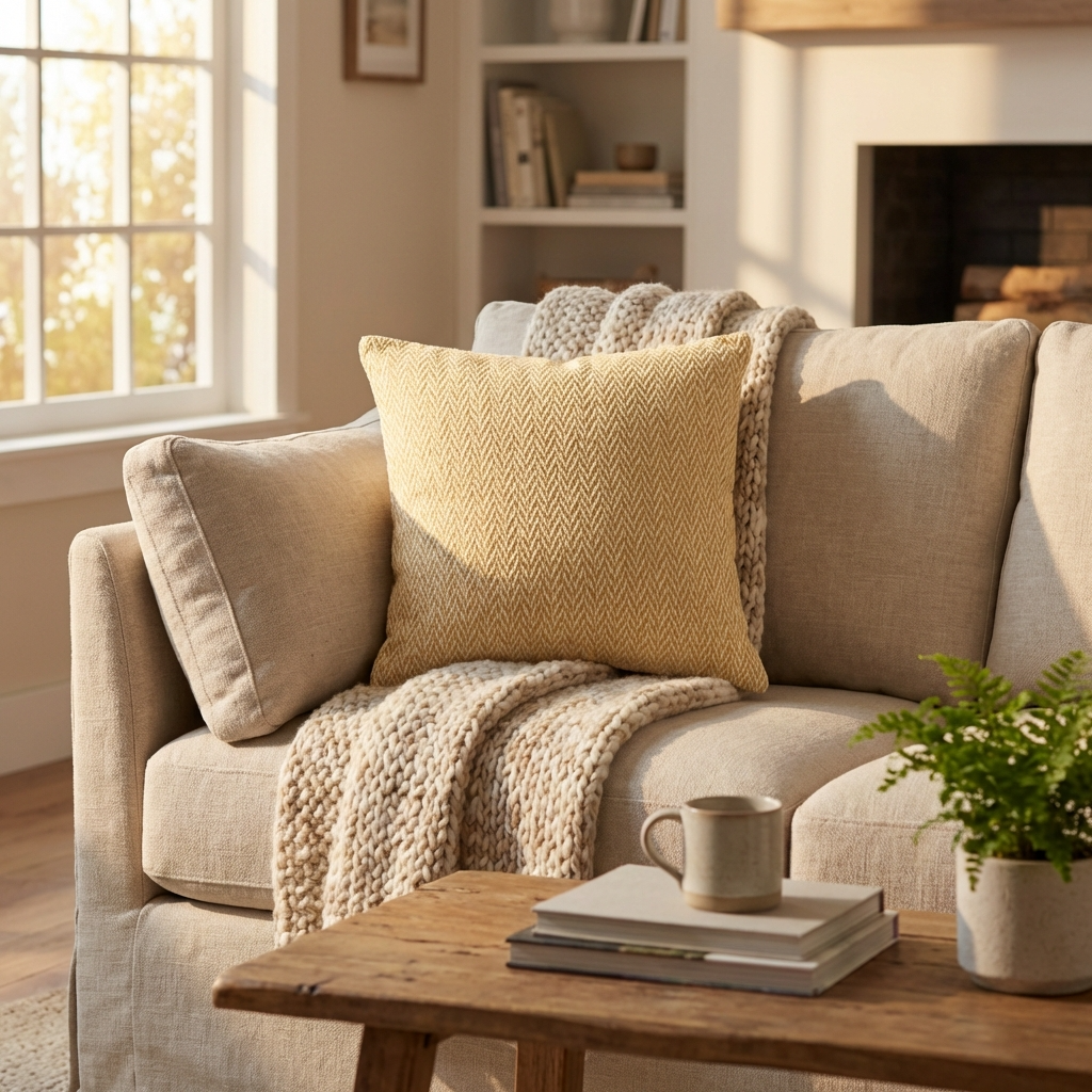 Saffron Love Yellow Ikat Luxury Outdoor/Indoor Throw Pillow-1