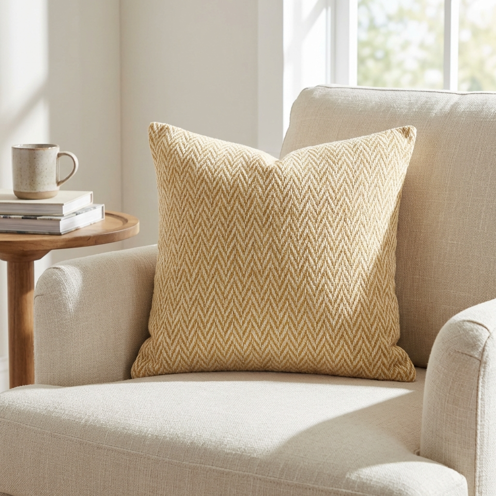 Saffron Love Yellow Ikat Luxury Outdoor/Indoor Throw Pillow-0