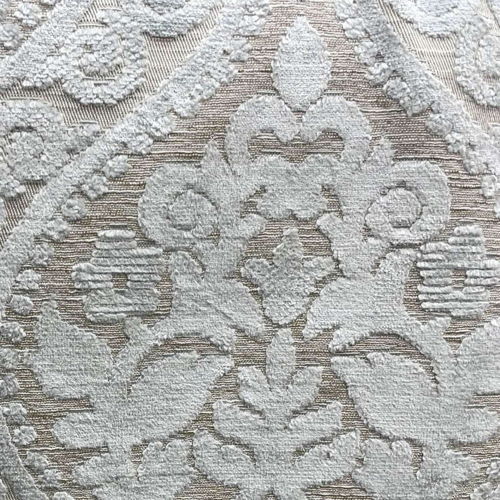 Plutus Versailles Grandeur Damask Gray Silver Velvet Luxury Throw Pillow-3