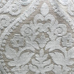 Plutus Versailles Grandeur Damask Gray Silver Velvet Luxury Throw Pillow-3