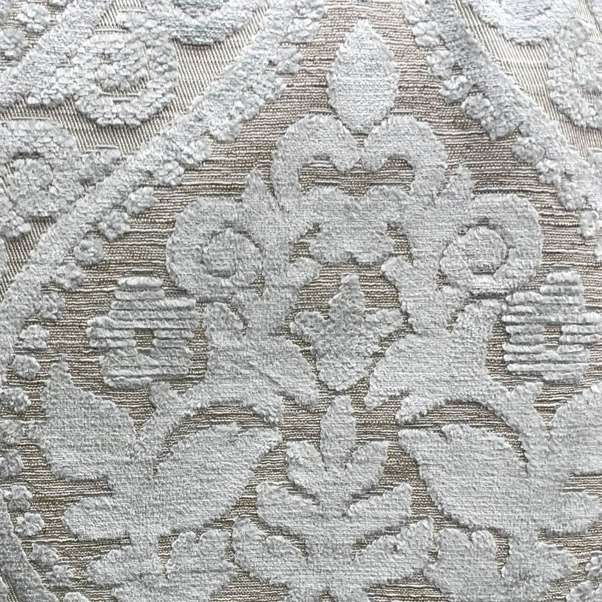 Plutus Versailles Grandeur Damask Gray Silver Velvet Luxury Throw Pillow-3