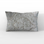 Plutus Versailles Grandeur Damask Gray Silver Velvet Luxury Throw Pillow-2
