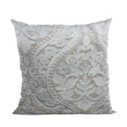 Plutus Versailles Grandeur Damask Gray Silver Velvet Luxury Throw Pillow-0